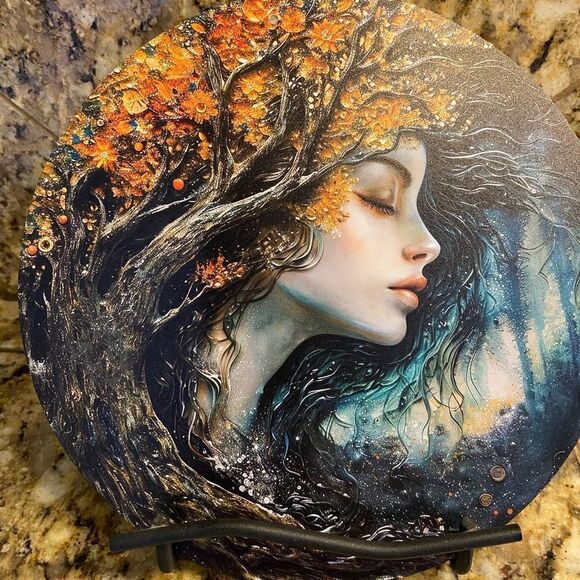 8x8 Round Faux Resin Painting - Picture 2 of 6